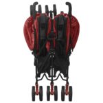 vidaXL Kočík pre dvojičky červený oceľový – Obrázok 8