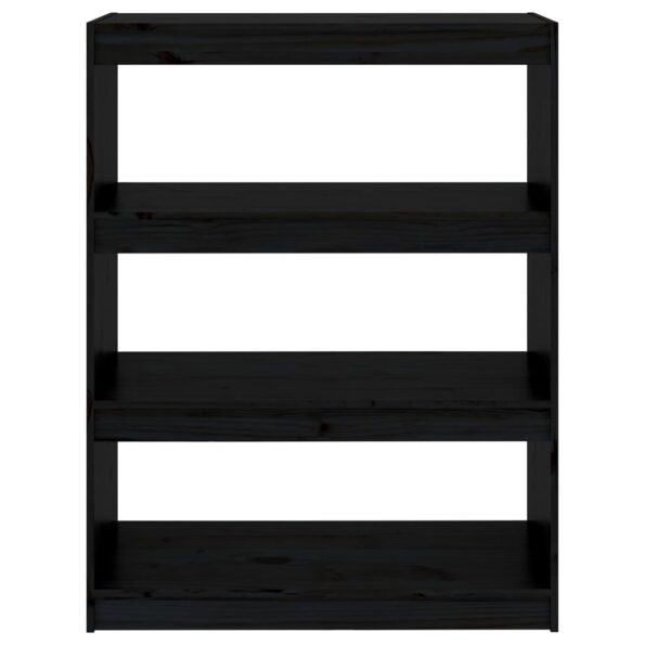 vidaXL Knižnica/deliaca stena čierna 80x30x103,5 cm masívna borovica – Obrázok 5