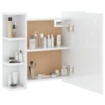 vidaXL Zrkadlová skrinka s LED lesklá biela 70x16,5x60 cm – Obrázok 7