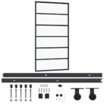 vidaXL Posuvné dvere s kovaním ESG sklo a hliník 102x205 cm – Obrázok 2