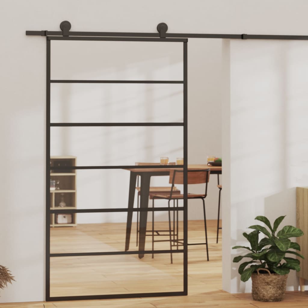 VXL8720286649114_m_en_hd_1.jpg vidaXL Posuvné dvere s kovaním ESG sklo a hliník 102x205 cm – Obrázok 1