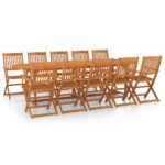 vidaXL 11-dielna záhradná jedálenská súprava 280x90x75 cm akácia – Obrázok 2