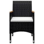 vidaXL 9-dielna záhradná jedálenská súprava, polyratan+masív, čierna – Obrázok 5