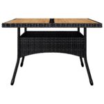 vidaXL 9-dielna záhradná jedálenská súprava, polyratan+masív, čierna – Obrázok 8
