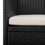 vidaXL 3-dielna záhradná jedálenská súprava, polyratan a sklo, čierna – Obrázok 6