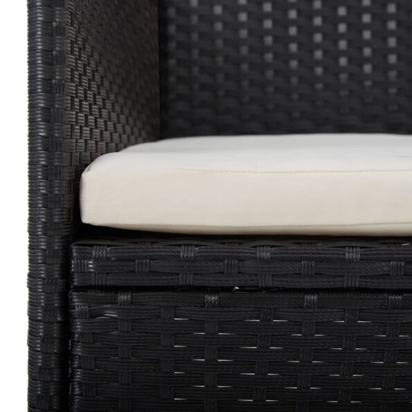 vidaXL 3-dielna záhradná jedálenská súprava, polyratan a sklo, čierna – Obrázok 6