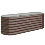 vidaXL Vyvýšený záhradný záhon pozinkovaná oceľ 114x40x36 cm hnedý – Obrázok 2