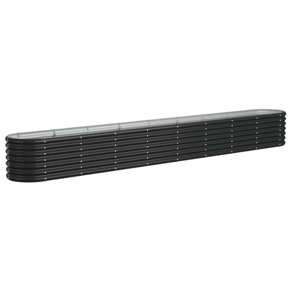 vidaXL Vyvýšený záhradný záhon práškovaná oceľ 332x40x36 cm antracit – Obrázok 2