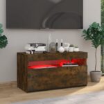 vidaXL TV skrinka s LED svetlami tmavý dub 75x35x40 cm – Obrázok 3