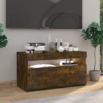 vidaXL TV skrinka s LED svetlami tmavý dub 75x35x40 cm – Obrázok 4