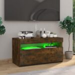 vidaXL TV skrinka s LED svetlami tmavý dub 75x35x40 cm – Obrázok 5