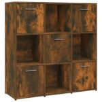 vidaXL Knižnica dymový dub 90x30x90 cm spracované drevo – Obrázok 2