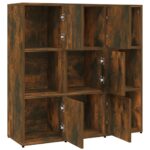 vidaXL Knižnica dymový dub 90x30x90 cm spracované drevo – Obrázok 5