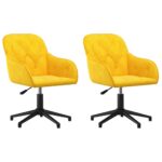 vidaXL Otáčacie jedálenské stoličky 2 ks žlté zamatové – Obrázok 2