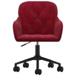 vidaXL Otočná kancelárska stolička vínovo-červená zamatová – Obrázok 3