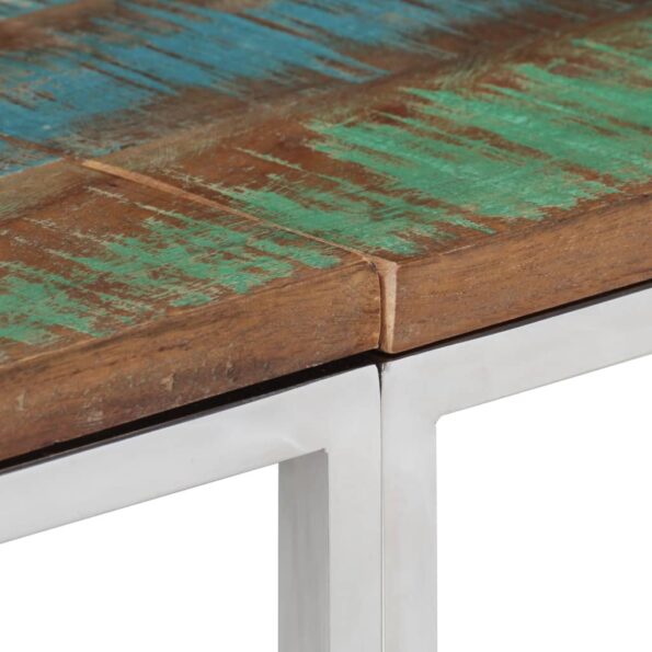 vidaXL Konferenčný stolík strieborný nehrdzavejúca oceľ a recykl.masív – Obrázok 5