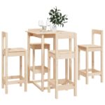 vidaXL 5-dielna barová súprava borovicový masív – Obrázok 7