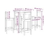 vidaXL 5-dielna barová súprava borovicový masív – Obrázok 9