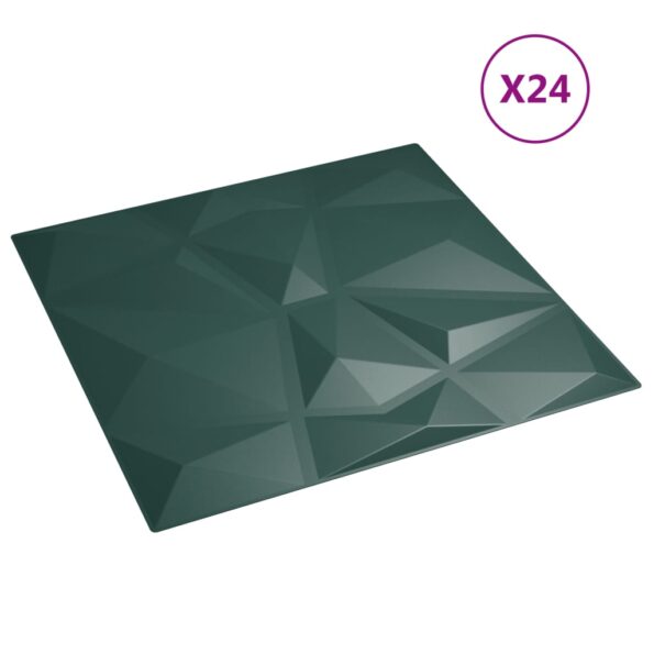 vidaXL Nástenné panely 24 ks, zelené 50x50 cm, XPS 6 m² diamant – Obrázok 2