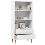vidaXL Knižnica MOLDE, biela 85x35x170,5 cm, borovicový masív – Obrázok 3