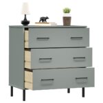 vidaXL Komoda s 3 zásuvkami sivá 77x40x79,5 cm masívne drevo OSLO – Obrázok 3