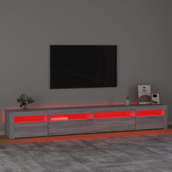 vidaXL TV skrinka s LED svetlami sivá sonoma 270x35x40 cm – Obrázok 5