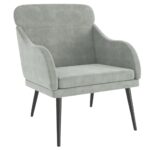 VidaXL Kreslo svetlosivé 63x76x80 cm zamat – Obrázok 2