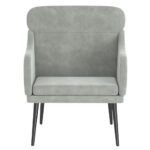 VidaXL Kreslo svetlosivé 63x76x80 cm zamat – Obrázok 3