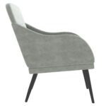 VidaXL Kreslo svetlosivé 63x76x80 cm zamat – Obrázok 4