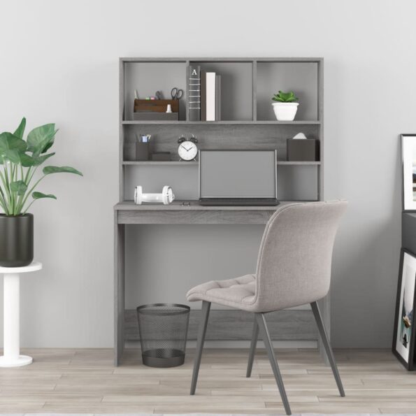 VXL8720845693428_g_en_hd_1.jpg vidaXL Stôl s policami sivý dub sonoma 102x45x148cm spracované drevo – Obrázok 3