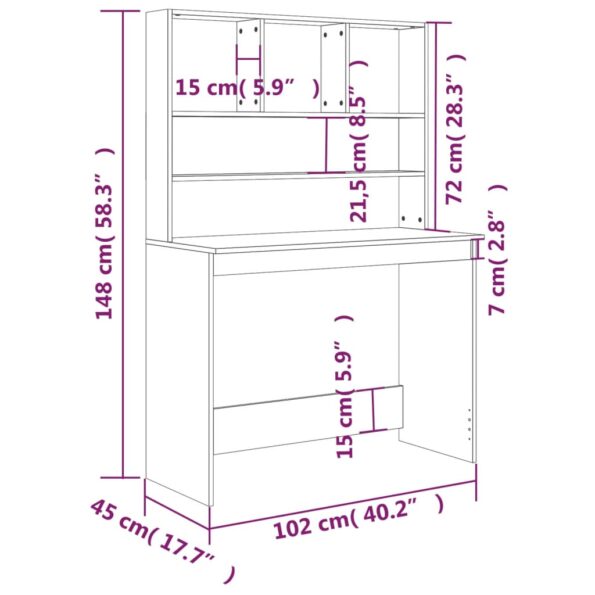 VXL8720845693428_g_en_hd_6.jpg vidaXL Stôl s policami sivý dub sonoma 102x45x148cm spracované drevo – Obrázok 8