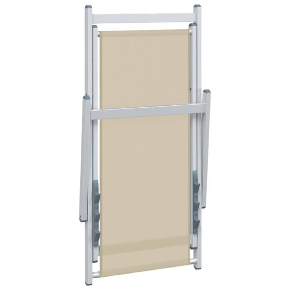 vidaXL Skladacie plážové kreslá 2 ks, krémové, hliník a textilén – Obrázok 8