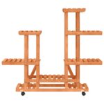 vidaXL Stojan na kvetiny s kolieskami 95x25x101 cm masívna jedľa – Obrázok 4