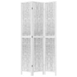 vidaXL Paraván 3 panely biely masívne drevo paulovnie – Obrázok 4