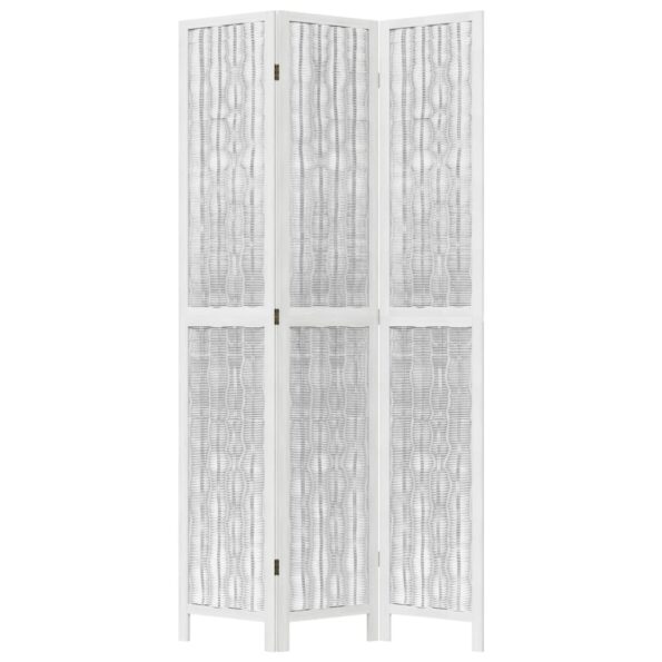 vidaXL Paraván 3 panely biely masívne drevo paulovnie – Obrázok 4