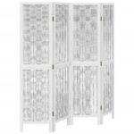 vidaXL Paraván 4 panely biely masívne drevo paulovnie – Obrázok 2