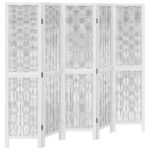 vidaXL Paraván 5 panelov biely masívne drevo paulovnie – Obrázok 2