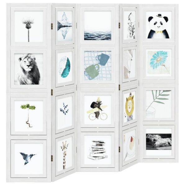 vidaXL Paraván 5 panelov biely masívne drevo paulovnie – Obrázok 4