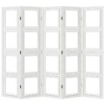 vidaXL Paraván 5 panelov biely masívne drevo paulovnie – Obrázok 5