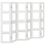 vidaXL Paraván 6 panelov biely masívne drevo paulovnie – Obrázok 2