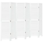 vidaXL Paraván 6 panelov biely masívne drevo paulovnie – Obrázok 2