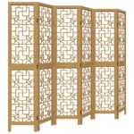 vidaXL Paraván, 6 panelov, hnedý, masívne drevo paulownie – Obrázok 2