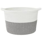 vidaXL Kôš na bielizeň sivý a biely Ø60x36 cm bavlna – Obrázok 4
