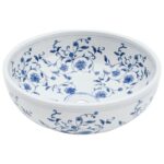 vidaXL Umývadlo na dosku bielo-modré okrúhle Φ41x14 cm keramické – Obrázok 3