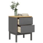 vidaXL Nočný stolík sivý 45x39x57 cm masívne borovicové drevo – Obrázok 4