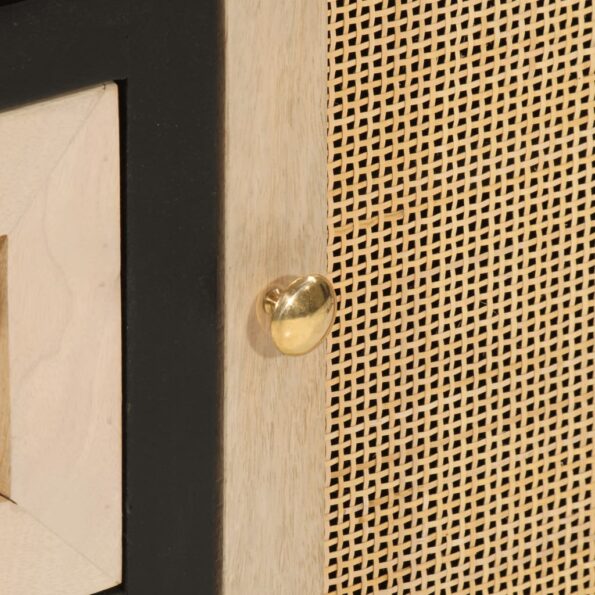 vidaXL Komoda, čierna 55x30x76 cm, mangový masív a železo – Obrázok 7