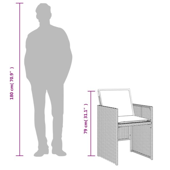 vidaXL 3-dielna záhradná bistro súprava s vankúšmi sivá polyratan – Obrázok 12