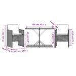 vidaXL 3-dielna záhradná bistro súprava s vankúšmi sivá polyratan – Obrázok 11