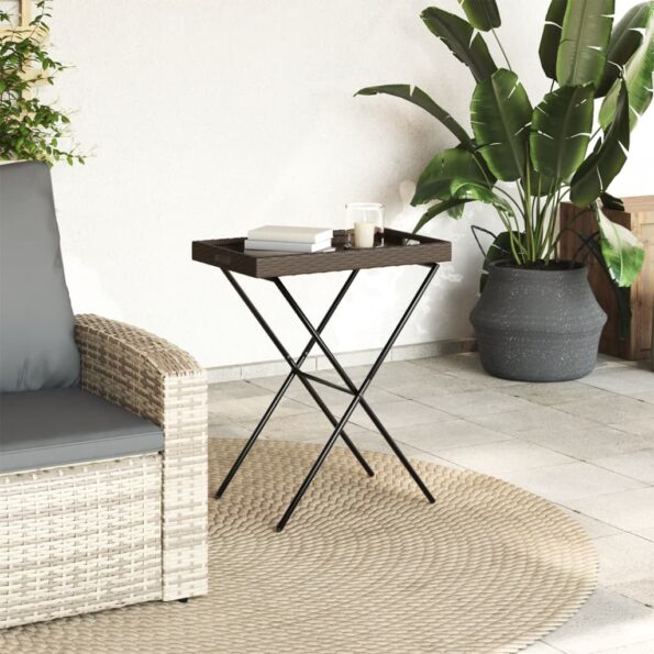 VXL8721012262287_g_en_hd_1.jpg vidaXL Skladací stolík s podnosom hnedý 65x40x75 cm polyratan – Obrázok 3
