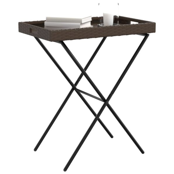 VXL8721012262287_g_en_hd_2.jpg vidaXL Skladací stolík s podnosom hnedý 65x40x75 cm polyratan – Obrázok 4